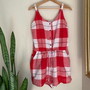 Old Navy Red and White Plaid Romper